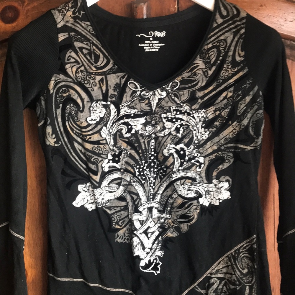 Black RXB top with crystal accents